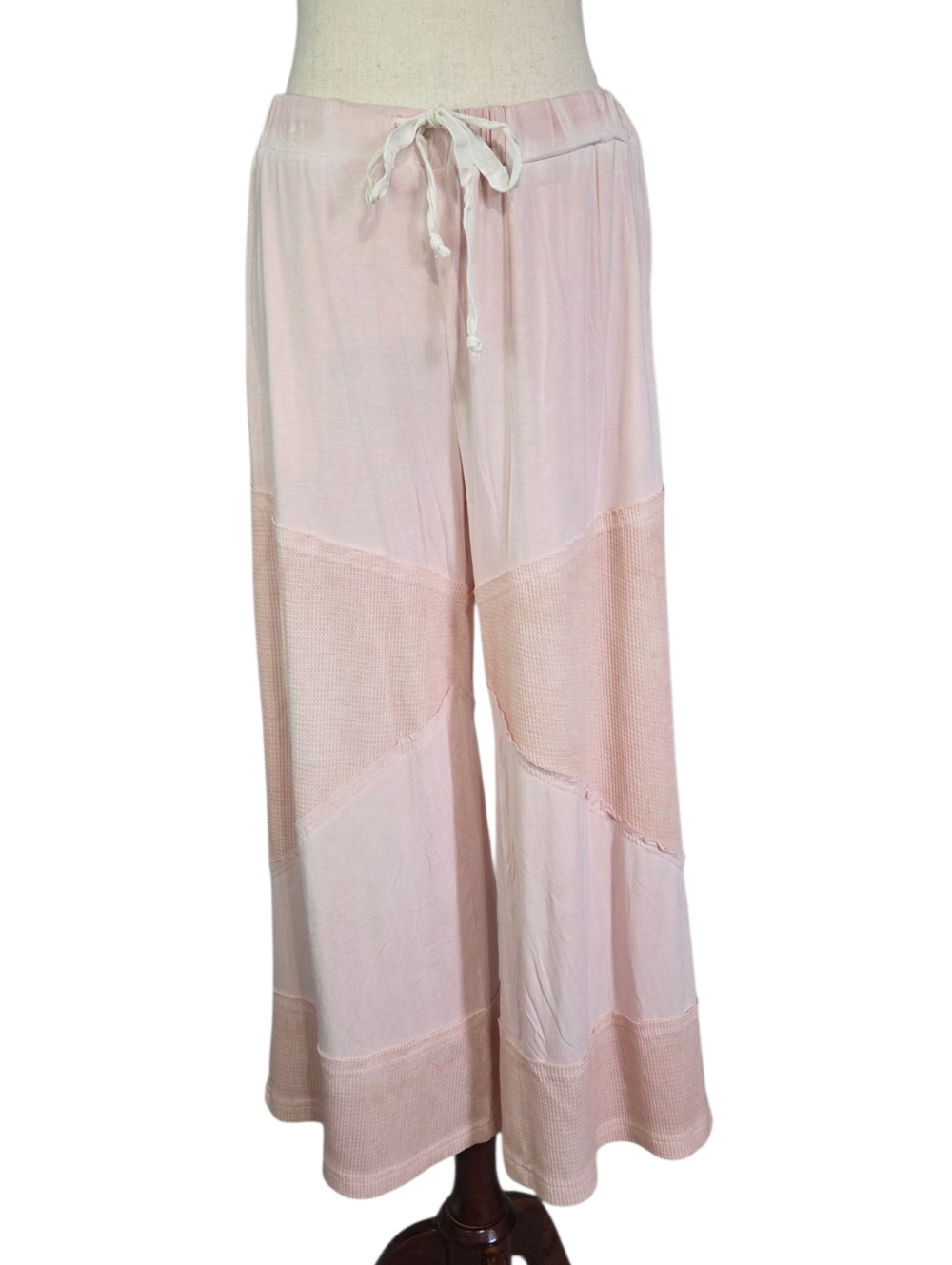 POL Wide Leg Pants M/L | Light Pink Drawstring Waist Relaxed Boho